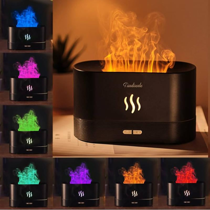 Flame Aromatherapy Essential Oil Diffuser & Humidifier—180Ml Cool Mist Desktop with Auto-Off Safety, Quiet for Home & Office
